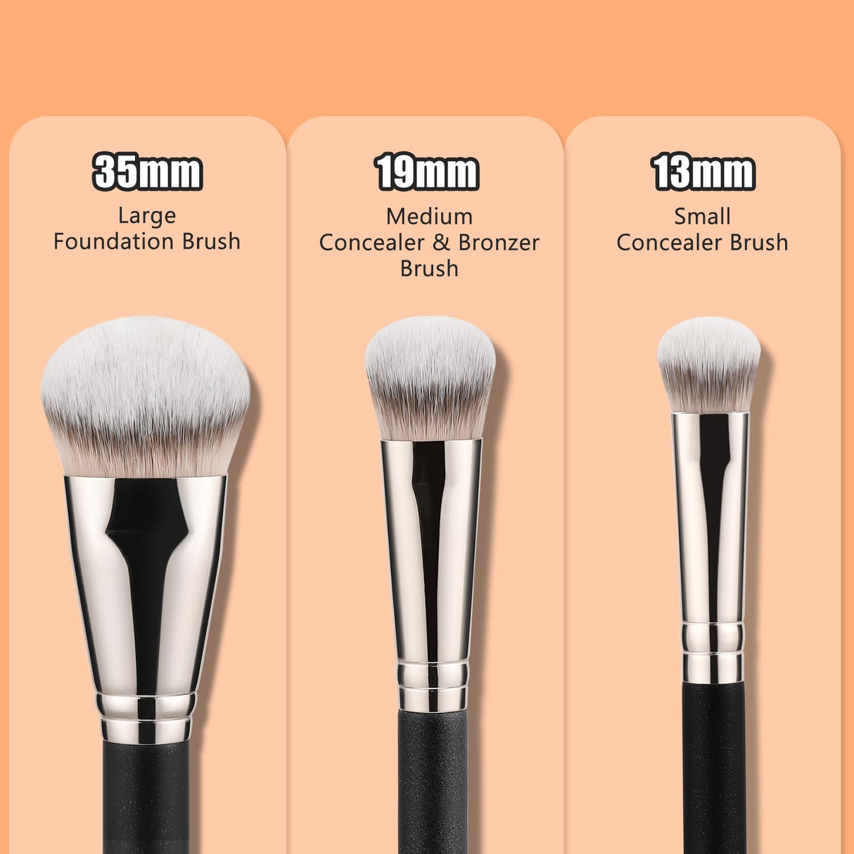 TEOYALL Flat Angled Brushes, Flawless Foundation Brush Under Eye Concealer Brush Bronzer Brush with Liquid Cream Powder