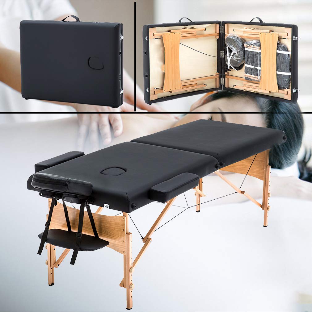 BestMassage Massage Bed Portable Massage Table 28 inche Wide Lash Bed Heigh Adjustable 2 Folding Spa Table with Non-Woven Bag for Spa Footmassage Facial CareSpa Tattoo