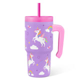 Unicorn Tumbler 20oz with Handle and Silicone Straw Lid for Kid, Insulated Stainless Steel Cup, Gift for Kids Girls, Gifts Idea for Birthday Christmas Back to School