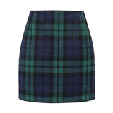 Kinghua Green Plaid Skirt Christmas Dresses for Women 2025 Winter Clothes Outfits Wool Tartan Flannel Tweed Mini Skirt (Green, L)