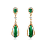 Hpoewre Vintage Emerald Green Teardrop Earrings,925 Sterling Silver Posts & 18K Gold-Plated Brass Drops,Cubic Zirconia Dangle Earrings for Women (Vintage)