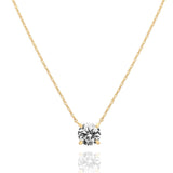 PAVOI CZ Dainty Solitaire Choker Necklace, 14K Gold Plated, Yellow Gold, Y