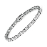 MDFUN 18k White Gold Plated CZ Tennis Bracelet, 4MM Cubic Zirconia Charm Bracelet for Women Men (7.0" tennis bracelet)