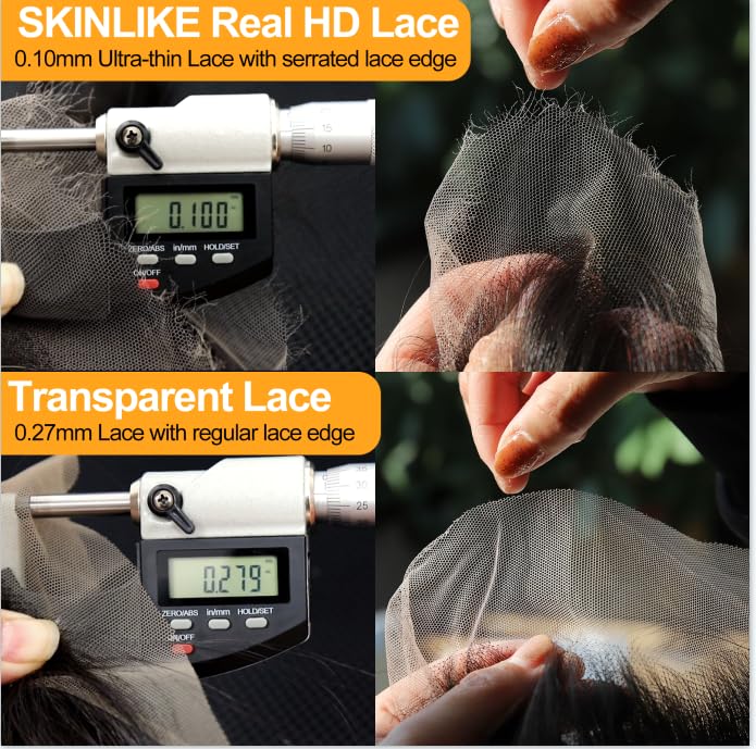 BEEOS 2x6 Skinlike Real HD Lace Closure Only, Pre-Plucked Straight Human Hair Closure Single Knot 0.10mm Invisible Film HD Lace 18 Inch