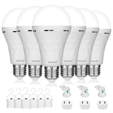 Ostwiki Rechargeable Emergency Light Bulbs 6 Pack Battery Operated Backup Light Bulbs for Power Outage Camping 9W E27 8500K Daylight Self-Charging Lamps for Home Hurricane Preparedness