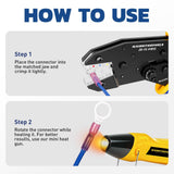 haisstronica Crimping Tool For Heat Shrink Connectors-AWG 26-10 Ratchet Wire Terminal Crimper-Ratcheting Crimper Tools-Available For Insulated Nylon Connectors and Electrical Wire Connectors HS-8327