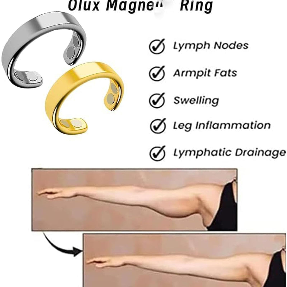 ZCVFA Vayro Ring, Original Mgntc Wellness Ring for Women and Men Stainless Steel Open Lightweight and Water-Resistant Rings（Gold&Silver&Rose Gold&Black）
