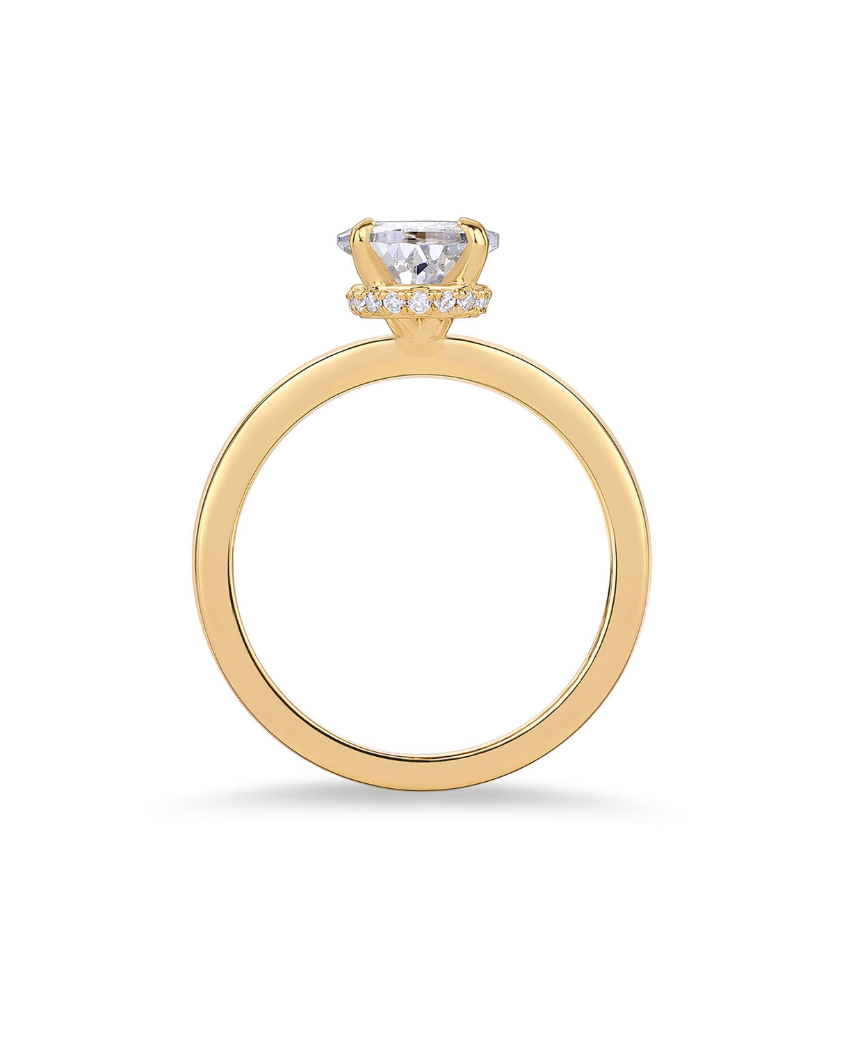 PAVOI 14K Yellow Gold Plated Simple 2.5CT Pear Cubic Zirconia Hidden Halo Eternity Band Bridal Wedding and Engagement Rings for Women - Statement Ring - Size 6