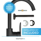 Bächlein Kitchen Faucet Matt Black - Sink Tap with 360° Swivel Spout, Modern Water Tap