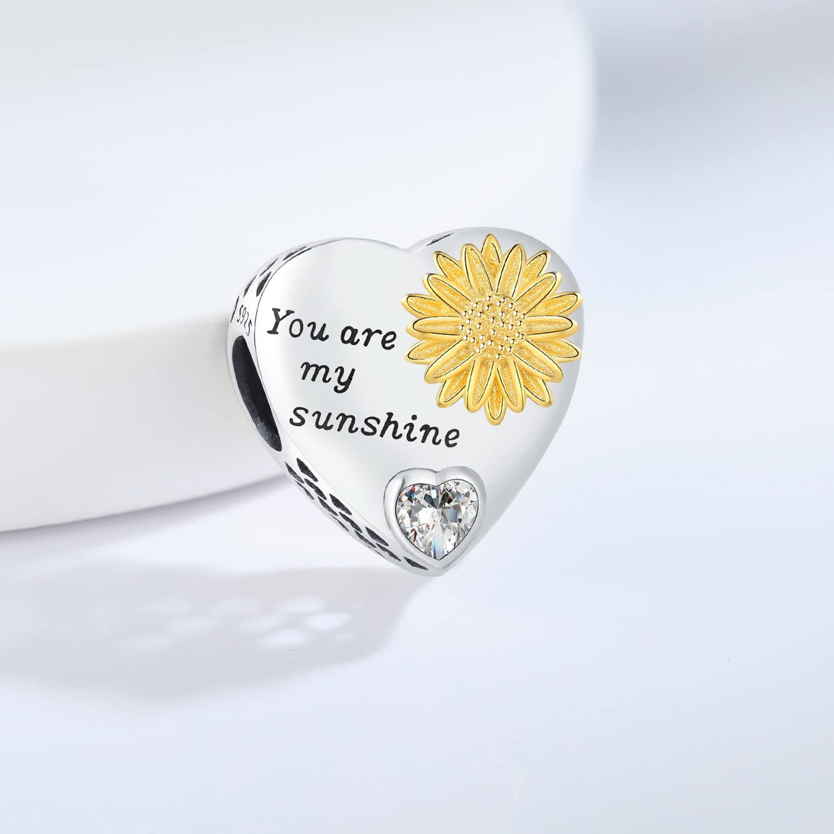 925 Sterling Silver Sunflower Charms Fit Pandora Charms Bracelet Forever In My Heart Fit Wife Mother's Day Christmas Birthday Gift