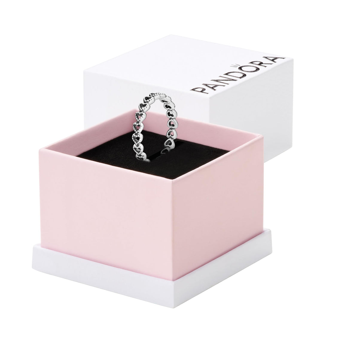 Pandora Band of Hearts Ring - Stackable Ring for Women - Gift for Her Sterling Silver - Size 9 - With Gift Box