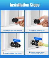WADEO Cooler Drain Plug Hose Connection, Replacement Drain Plug with PVC Garden Hose Shut Off Valve for YETI Cooler, YETI Tundra Cooler, Roadie Cooler, Tank Cooler and RTIC 20QT, 45QT, 65QT Cooler