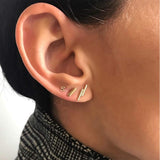 Sterling Silver Stud Earrings for Women Men- 4 Pairs of Hypoallergenic Simple Geometric Small Stud Earring Set Tiny Circle Triangle Square Bar Stud Earrings Mini Cartilage Tragus Earrings(Gold)