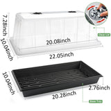 1020 Plant Tray with Tall 7.3" Dome, 5-Pack Extra Large Seed Starter Tray with Humidity Domes, Heavy Duty 1020 Trays and Flats with Lid, Seed Germination Mini Greenhouse No Hole for Balcony Garden