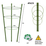 TOCCYARD 4 Pack Plant Support Tomato Cages for Garden, 18 Inches Small Tomato Cages and Supports with Adjustable Rings for Garden Pots, Plant Stakes Tomato Trellis Rings for Climbing Plants