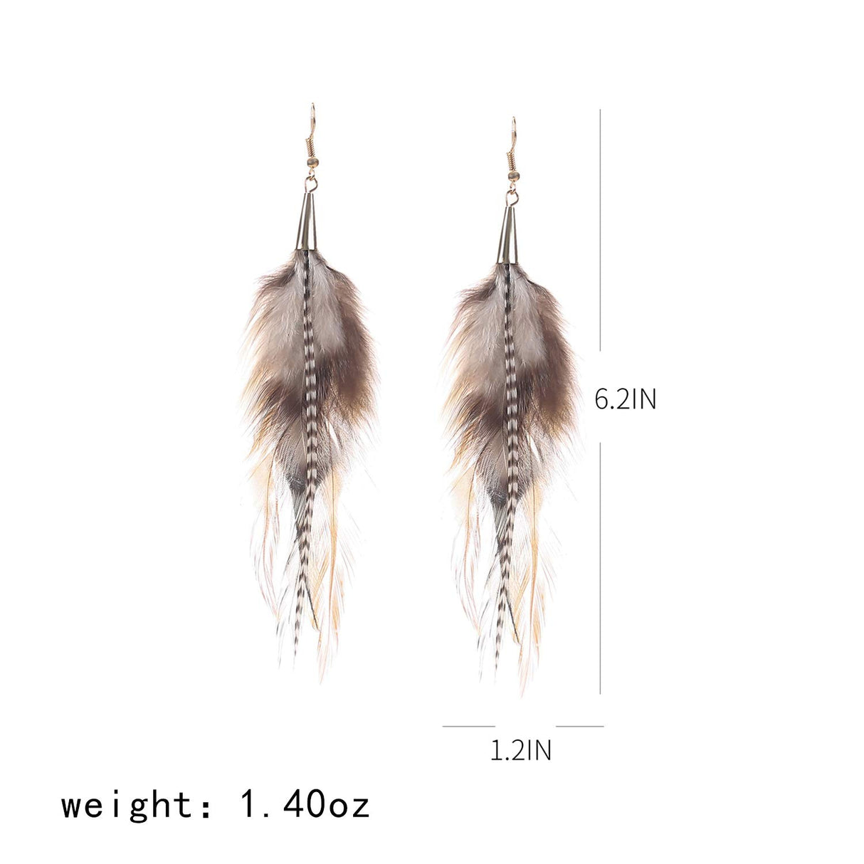 lureme Bohemian Multicolor Pheasant Feathers Dangle Earrings Handmade Natural Feather Earrings (er006314-5)