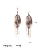 lureme Bohemian Multicolor Pheasant Feathers Dangle Earrings Handmade Natural Feather Earrings (er006314-5)