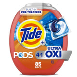 Tide PODS Laundry Detergent Soap with Ultra Oxi 4-in-1 Detergent, 85 Count, Built-in Pre-Treaters, Set-in Stains, Color Protectors, HE Compatible