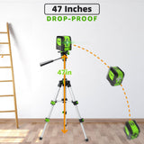 Huepar Laser Level, 100Ft Self Leveling Green Cross Line Laser for Picture Hanging, Tile, Decoration & DIY Construction – 360° Magnetic Base & AA Battery, Indoor Use