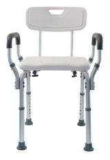 Essential Medical Supply Height Adjustable Shower and Bath Bench with Padded Arms, Contoured Back and Textured Shower Chair Seat - Perfect for The Bath and Shower