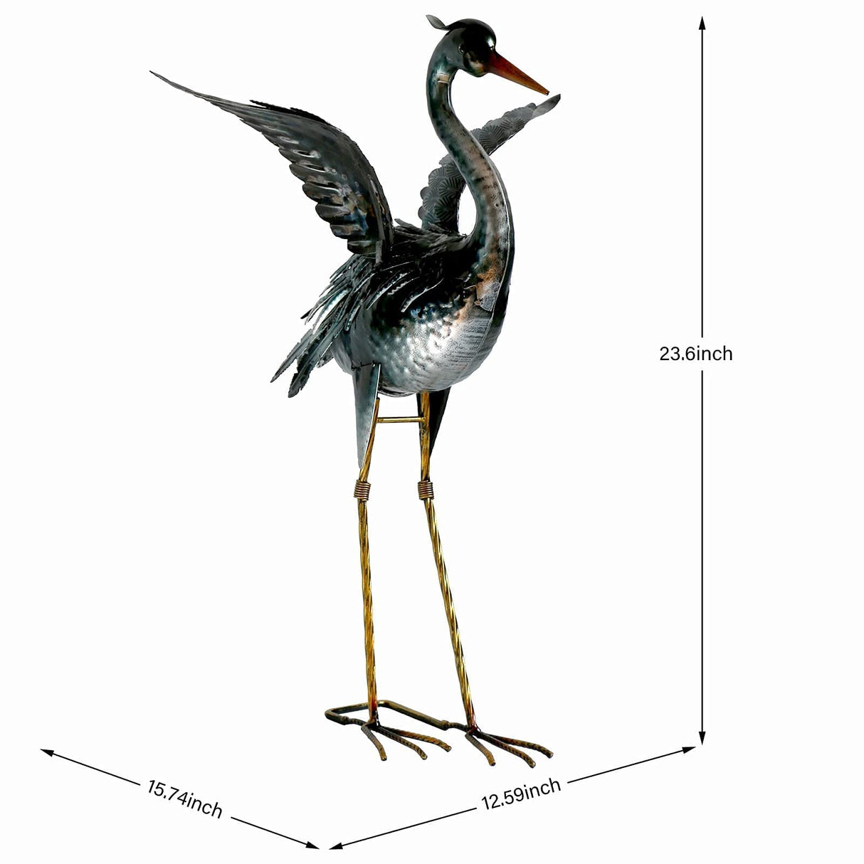 chisheen Crane Garden Statue Metal Heron Outdoor Decor Yard Art Bird Gift
