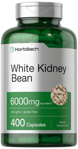 Horbäach White Kidney Bean Extract Capsules | 6000mg | 400 Count | Non-GMO & Gluten Free
