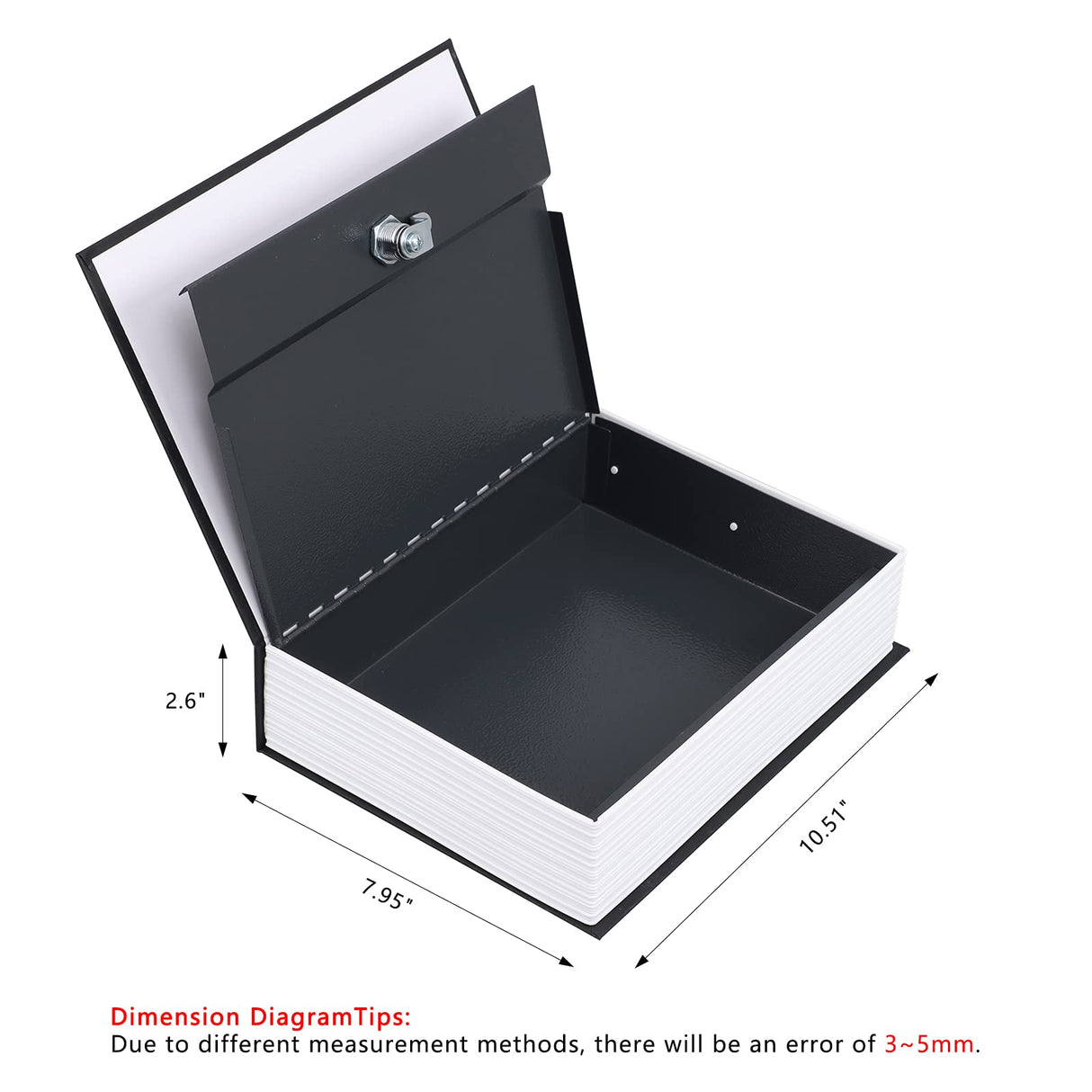 KYODOLED 10.5 Inch Diversion Book Safe with Key Lock, Secret Safe Metal Lock Box,Money Storage Collection Box,10.5" x 7.8" x 2.6" Black Extra Large