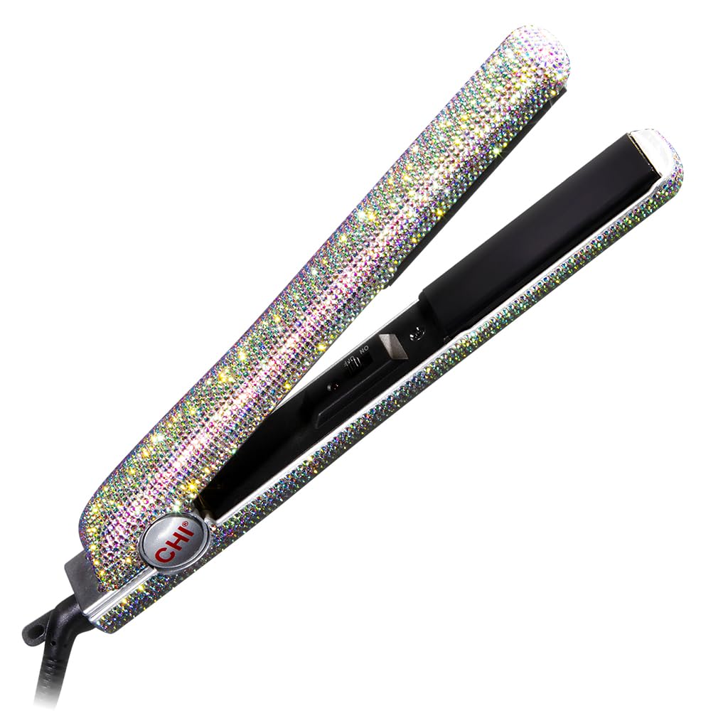 CHI The Sparkler Lava Ceramic Flat Iron, Special Edition, Hair Straightener for an Even & Smooth Finish, 11 Foot Cord for Convenience, 1" Iron, Silver