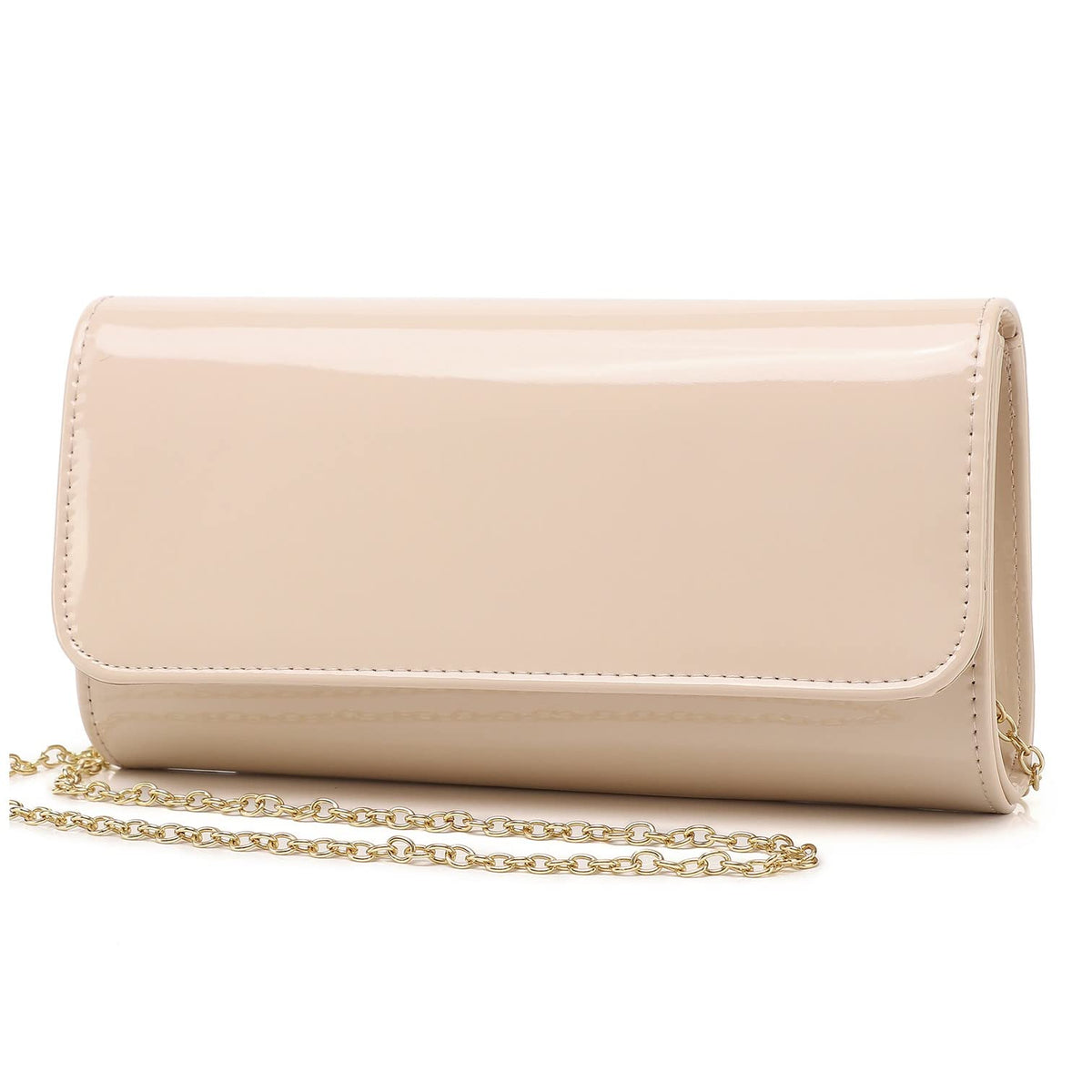 Patent Leather Envelope Clutch Womens Evening Handbag Stylish Shoulder Bag Purse for Christmas Wedding Party Prom(Nude 018)