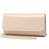 Patent Leather Envelope Clutch Womens Evening Handbag Stylish Shoulder Bag Purse for Christmas Wedding Party Prom(Nude 018)