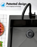 Sink Drain Strainer, Reversible Mesh Sink Strainer with 304 Stainless Steel, Wokdada Revolutionary Anti-Rust Kitchen Sink Drain Strainer for Garbage Disposal Food Catcher (Black)