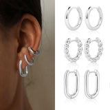 MIDEEO Gold/Silver Chunky Hoop Earrings Set for Women, 14K Gold Plated Twisted Huggie Hoop Earring Hypoallergenic Thick Open Lightweight Chunky Hoop Earrings Jewelry for Gifts