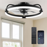 Ensenior Ceiling Fans with Lights and Remote, 20'' Low Profile Ceiling Fan Flush Mount, APP Control, 6 Speed, 3CCT, Quiet Reversible DC Motor, Dimmable Modern Ceiling Fan with Light for Bedroom, Black