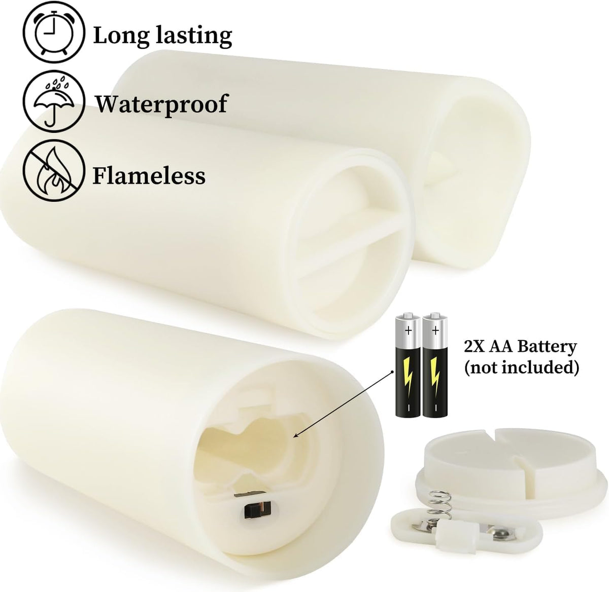 YOROXRG Set of 24 Waterproof Outdoor Flameless Candles, LED Candles with 4 Remote and Timer,(H 4" 5" 6" x D 2.2"),for Halloween Wedding Festiv