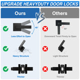 Plustool 3 Pack Matte Black Door Handles, Keyless Interior Door Knobs, Privacy Door Lever Locksets for Bedroom Bathroom, Heavy Duty Square Door Lock, Reversible for Left&Right Handled Doors