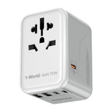 MOMAX Universal Travel Adapter 70W GaN, 3 USB-C PD & 2 USB-A QC, International Power Adapter Outlet, 6-in-1 Wall Charger for Laptop, Phone, European Travel Plug Adapter for UK/US/AUS/JP