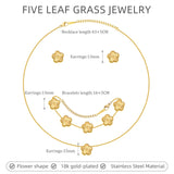 Gold Necklaces Bracelets Earring Set - 18K Gold Plated Flower Bracelet ,Stainless Steel Non Tarnish Floral Pendant Stud Jewelry Sets,Christmas Birthday Lucky Gift for Mom Wife Daughter Girlfriend
