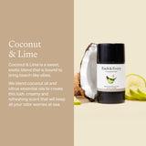 Each & Every All Natural Deodorant for Women & Men - Sensitive Skin, Plant-Based, Baking Soda & Aluminum-Free Deodorant - Long Lasting 24 Hr Odor Control - Coconut & Lime Travel Size (3 Pack, 2.5oz)