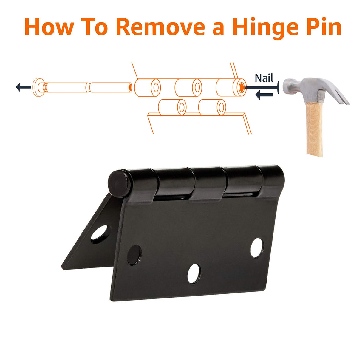 Amazon Basics Interior Door Hinges, Square, 3.5 x 3.5 Inch, Matte Black, Pack of 12