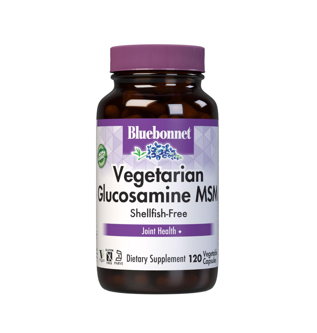 Bluebonnet Vegetarian Glucosamine with MSM Supplement - Shellfish-Free Joint Support Supplement for Women & Men - Vegetable Glucosamine HCI - Vegan, Kosher, Free of Soy, Gluten & Dairy - 120 V Caps