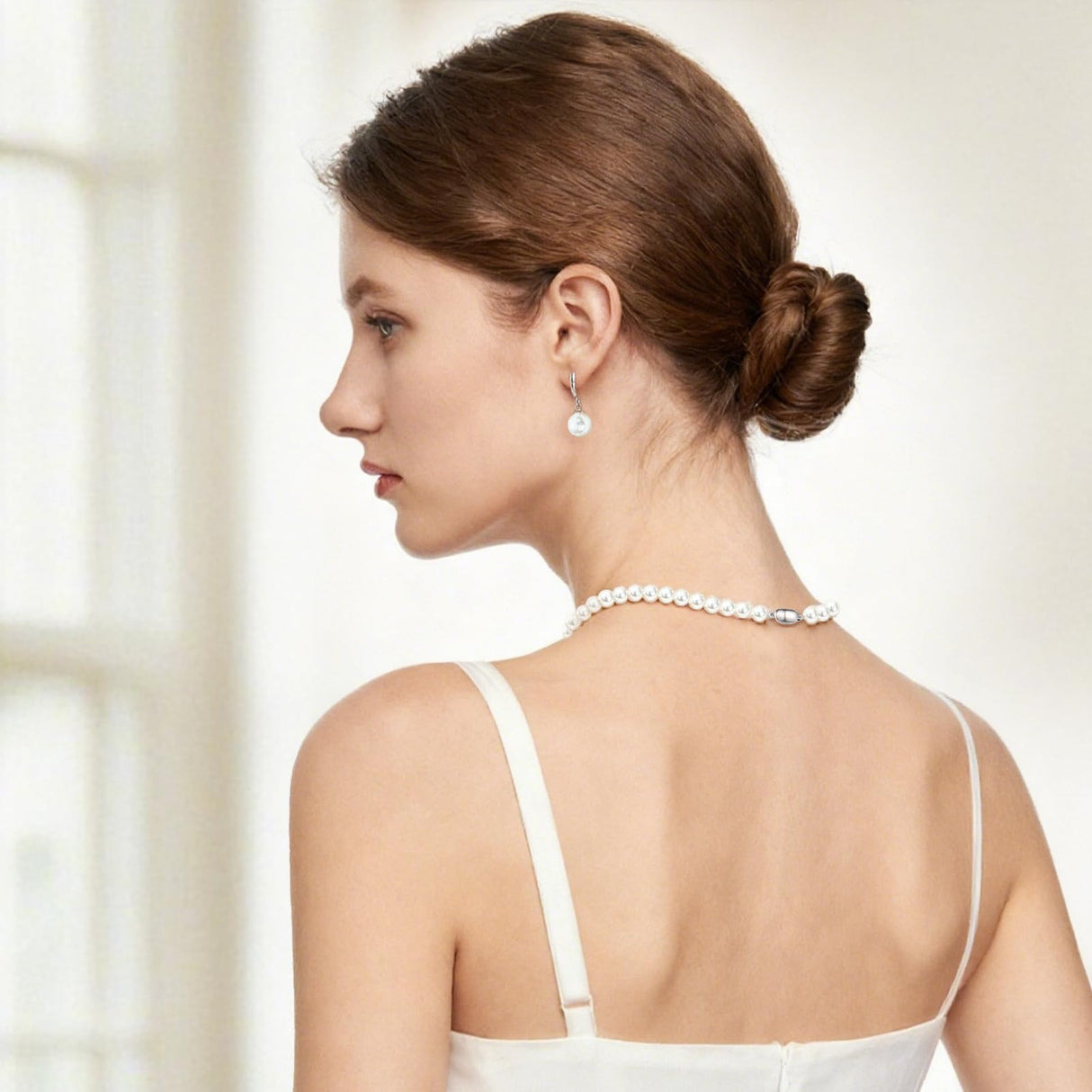 Pearl Necklace Set, featuring an exquisite bracelet, stud earrings, and necklace. This pearl necklace, bracelet, and ring ensemble radiates elegant charm, effortlessly elevating the sophistication of everyday attire. Perfect for weddings, banquets, or bir