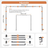 XLHOMO Over The Table Rod Stand with Clamps, Adjustable 32''-79'' Tall 32"-131" Length, Black Table Arch Stand Metal Balloon Frame Hanging Rod for Weddings Birthdays Party Garden Arbors Decoration