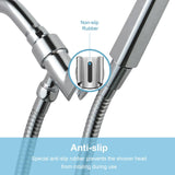 OFFO Shower Head Holder All Metal for Handheld Shower Head, Adjustable Shower Arm Mount with Solid Brass Pivot Ball, 1/2 in IPS Female Inlet and Male Outlet, Chrome