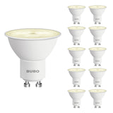 BUBO GU10 LED Bulb 6W Equivalent 50W, 2700K Soft White 650 Lumens, Non-Dimmable GU10 Bulb Replacement for Track Lighting, MR16 LED Bulb for Kitchen, Range Hood, Living Room, Bedroom, 10 Pack