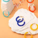 Sureio 16 Pairs Beaded Hoop Earrings Women Round Bead Earrings, 1.37 Inch