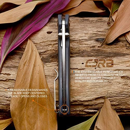 CJRB Folding Knife Feldspar Pocket Folding Knife Stonewash D2 Steel Blade G10 Tactical Handle EDC Knife,Blue Handle-Large(J1912)