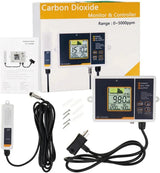 CO2 Carbon Dioxide Dual Beam NDIR Multi Gas Monitor Controller 0-5000PPM with 4.6 Meters Cable Day/Night Sensor for Greenhouses