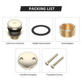 All Metal Tip-Toe Bathtub Drain Kit with Two-Hole Overflow Faceplate and Universal Fine/Coarse Thread Assembly, Bath Tub Drain Kit fits All Bathtub -Brushed Nickel