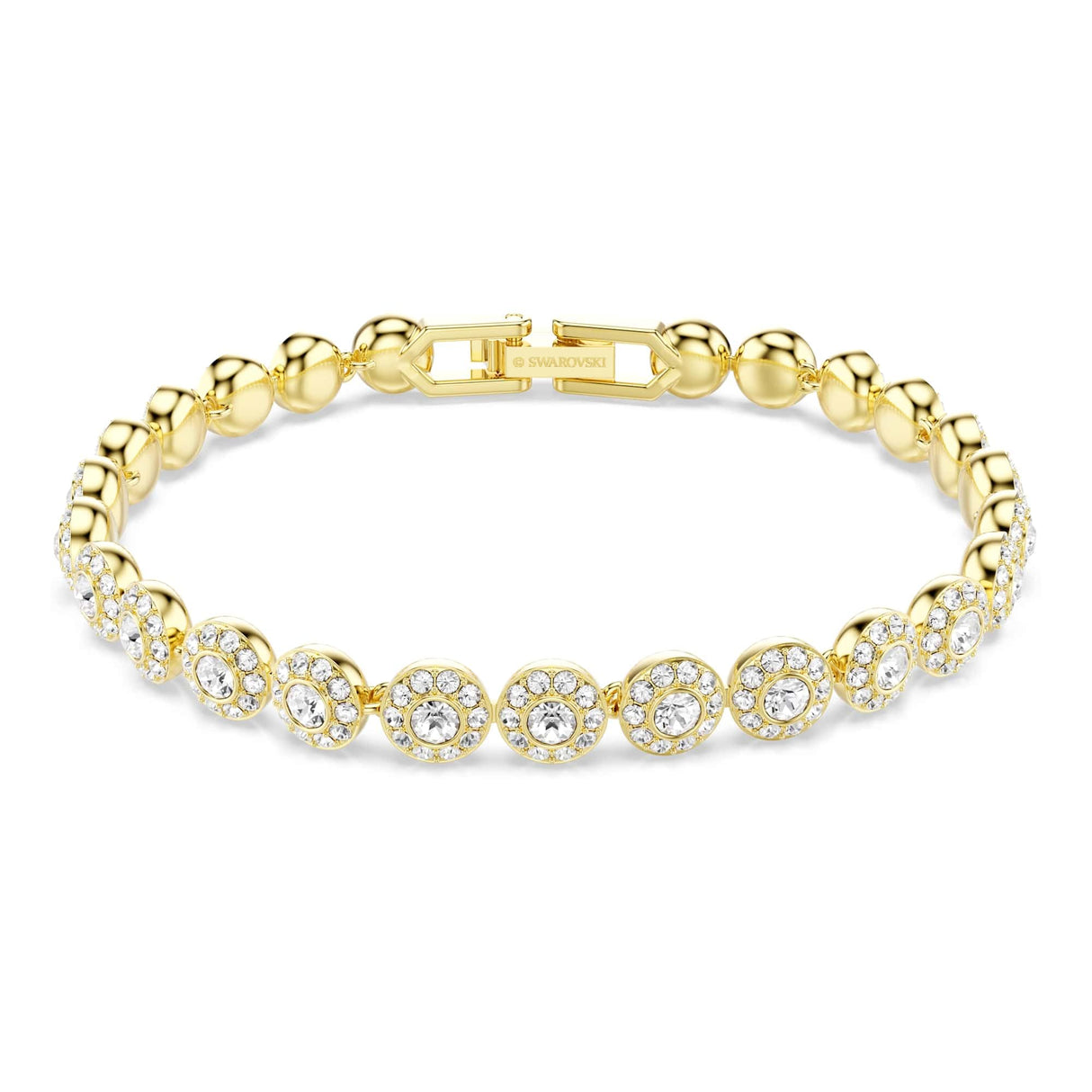 Una Angelic bracelet, Round cut, White, Gold-tSwarovski One plated
