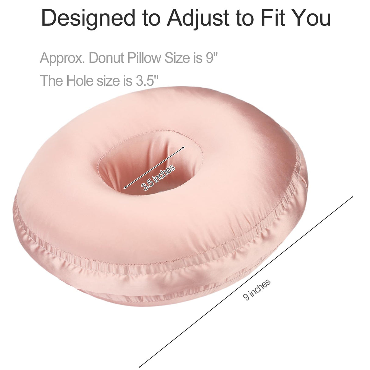 Washable Silky Satin Ear Piercing Pillow with Removable Pillowcase Smooth Cooling Donut Pillows Hole for Ear Pain Relief CNH Sleeping Pressure Sore Side Sleepers Ear Guard Protector, Coral